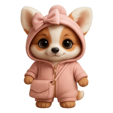 Add a cute pink bow and a small purse in a realistic style. Keep the background transparent. sticker