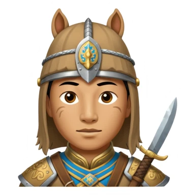 horse face, mogolian ancient army with small knife sticker