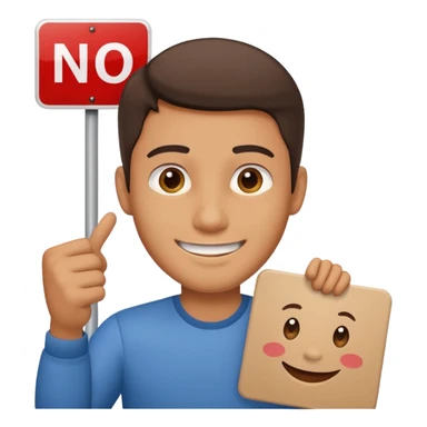 sign that says 'no problem' with a smiling man sticker