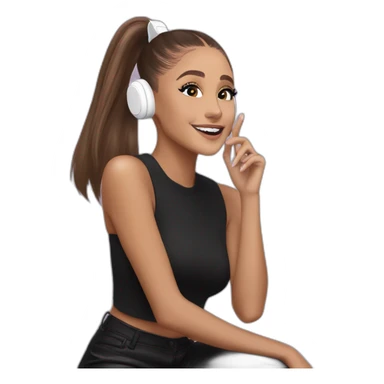 Ariana grande wearing airpods vibing at the music sticker