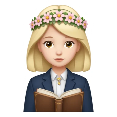 girl wearing a flower tiara with subtle hints of being a law student sticker