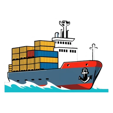 Cargo container ship in ocean sticker