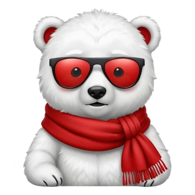 baby polar bear wear black sunglasses, red scraft sticker