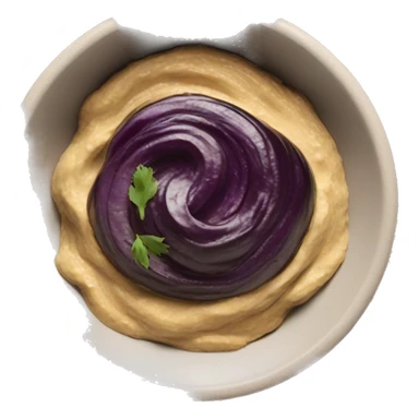roasted eggplant spread in a dish, just the spread no person, make the eggplant spread look like a hummus color sticker