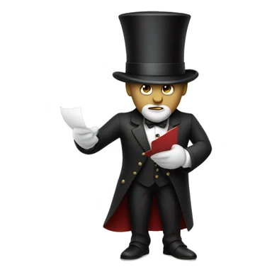 serious butler with silk top hat serving a letter sticker