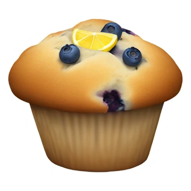 Blueberry muffin with a lemon wedge sticker