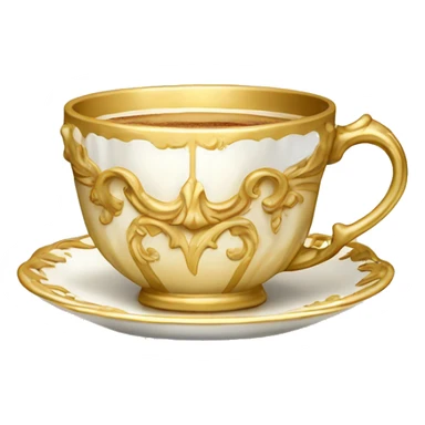 Light gold vintage rococo coffee cup  sticker