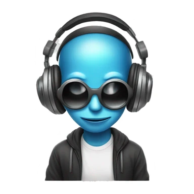 alien cute dj with headphones shaking sticker