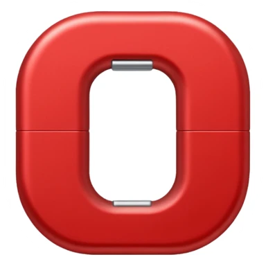 a red magnet shaped as the letter "U". the 2 end tips are color gray sticker