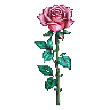 classic single rose in pixel art style sticker