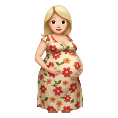 very heavily pregnant overdue woman with unnaturally very large belly sticker
