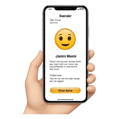 digital busniess card on a phone screen in english written sticker