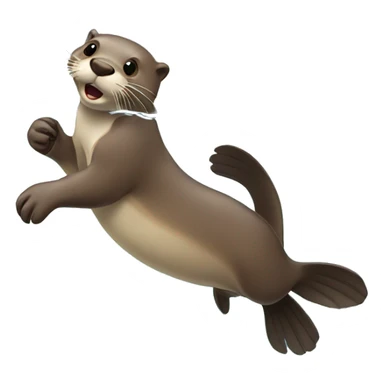otter catching fish sticker