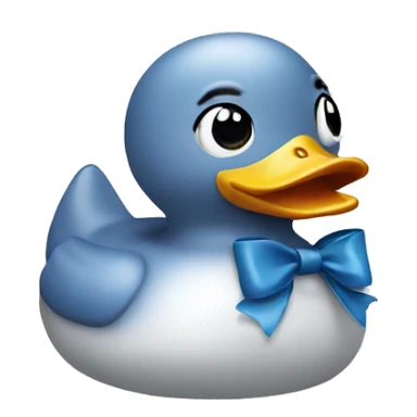 Rubber duck with a bow sticker