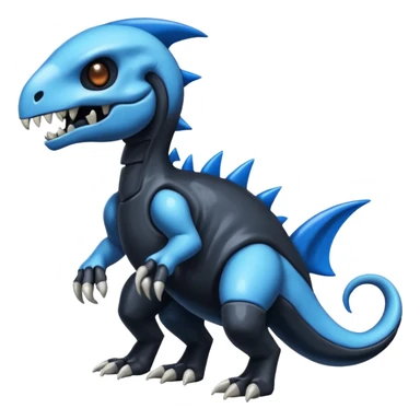 Shiny Dark Black And Blue Duskull-Cubone-Salandit-Fakémon-hybrid-creature (full body)  sticker