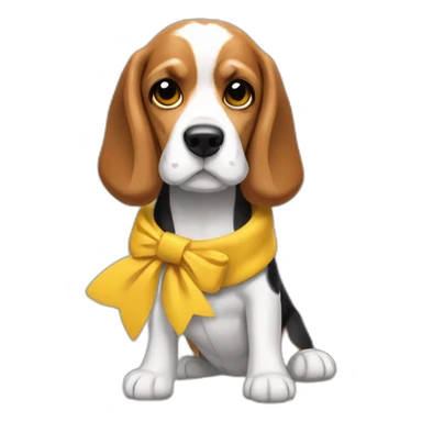 beagle in a winter jacketcocker spaniel with yellow bow sticker