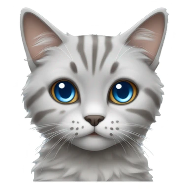 Grey Fluffy Rag doll cat with a gray tabby cat pretty face blue eyes sticker