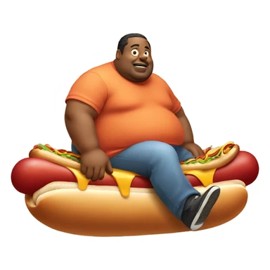 Fat man riding a hot dog sticker