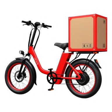 Chinese Monster class electric bicycle for couriers with large delivery box, thick tires, powerful motor sticker
