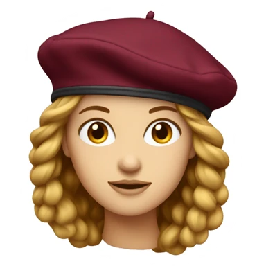 A women’s burgundy beret sticker