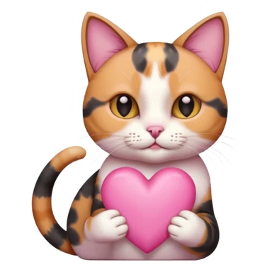 cat holding a pink heart sticker