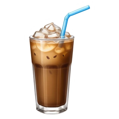 cold coffee light brown color with straw and ice  sticker