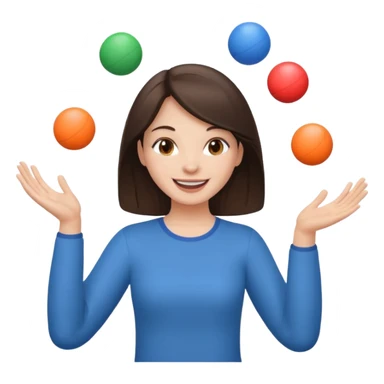 a brunette girl juggling  with two hands  sticker