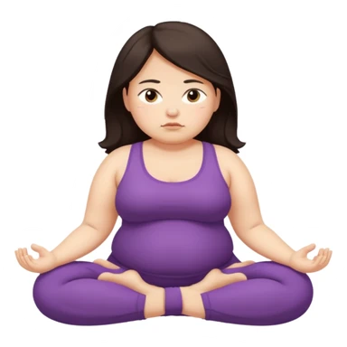 Sad fat girl doing yoga dark hair sticker