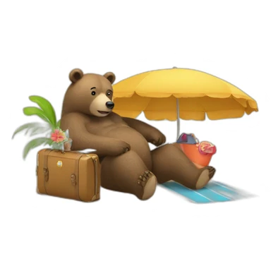 a bear going on holiday sticker