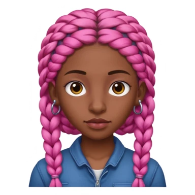 arikan, dark long hair whit pink 
braids. brown skin, smal round face and a big nose sticker