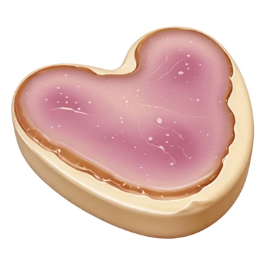 whole raw duck liver with smooth firm surface, soft beige-pink tones, rounded slightly uneven lobes, natural marbling, faint sheen, rich fatty texture, no extras, soft lighting, subtle shadows, emoji scale sticker