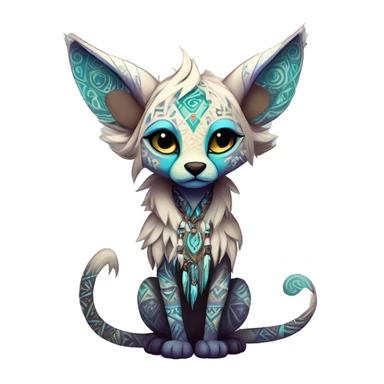 cute Kawaii edgy ethereal shy epic tribal fantasy animal fursona Fionbri creature by griffsnuff & LiLaiRa & Falvie with exotic colors with intricate patterns full body sticker