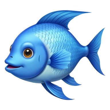 blue happy fish from the side looking right sticker