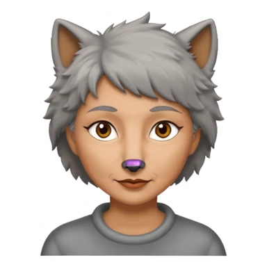 woman 50 years old, short grey fluffy wolf-cut hair, tannes skin and brown eyes sticker