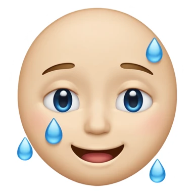Pleading Face emoji, smiling with closed eyes and two large blue tears—iOS style. sticker