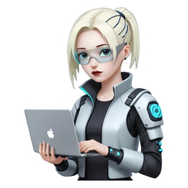 cyber punk holding laptop sticker