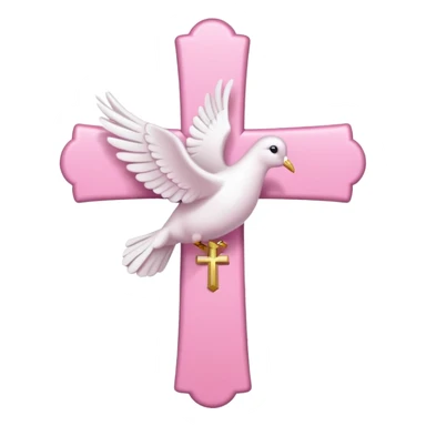 Pink and white simple holy cross with a dove  sticker