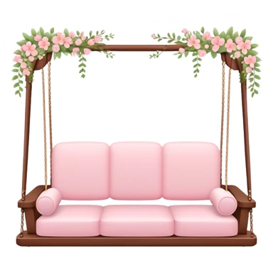 Romantic pastel pink wooden couch-swing with tiny flowers around sticker