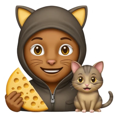 robber emoji with money cheese cat with rat sticker