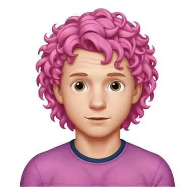 tom holland with pink curly hair sticker