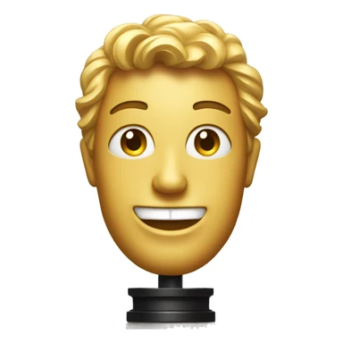 oscar statuette with smile emoji head sticker