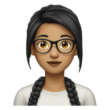 girl with black hair and glasses sticker