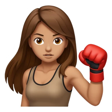 Girl emoji with long brown hair throwing a punch  sticker