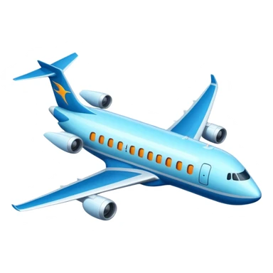 A wide-body aircraft with tall tail fins and glowing cabin windows cruising at high altitude.
 sticker