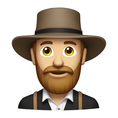 Amish man white with brown straw hat building a building with beard sticker