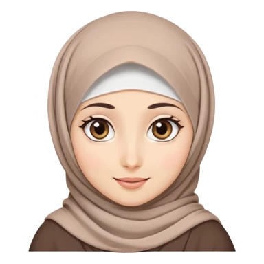 cute hijabi with white skin, brown eyes, flowy hijab, big expressive eyes, soft smile sticker