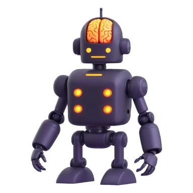 robot with glowing brain representing artificial intelligence breakthroughs sticker