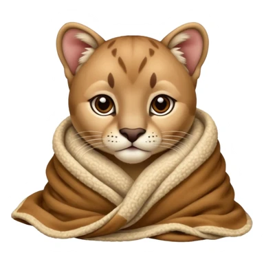 Cozy puma cougar cub in blanket sticker