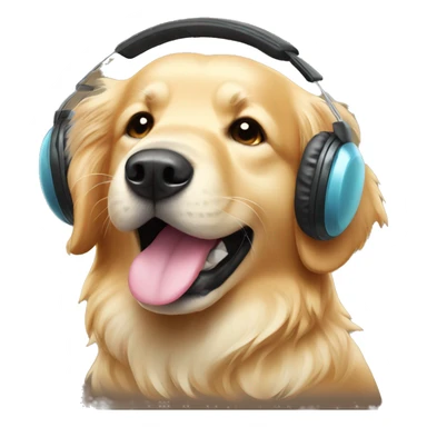 Golden retriever with earmuffs sticker