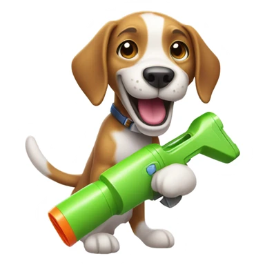 Dog with water gun sticker